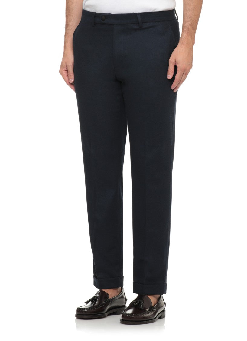 Devore Blue Tailored Wool Straight-Leg Pants