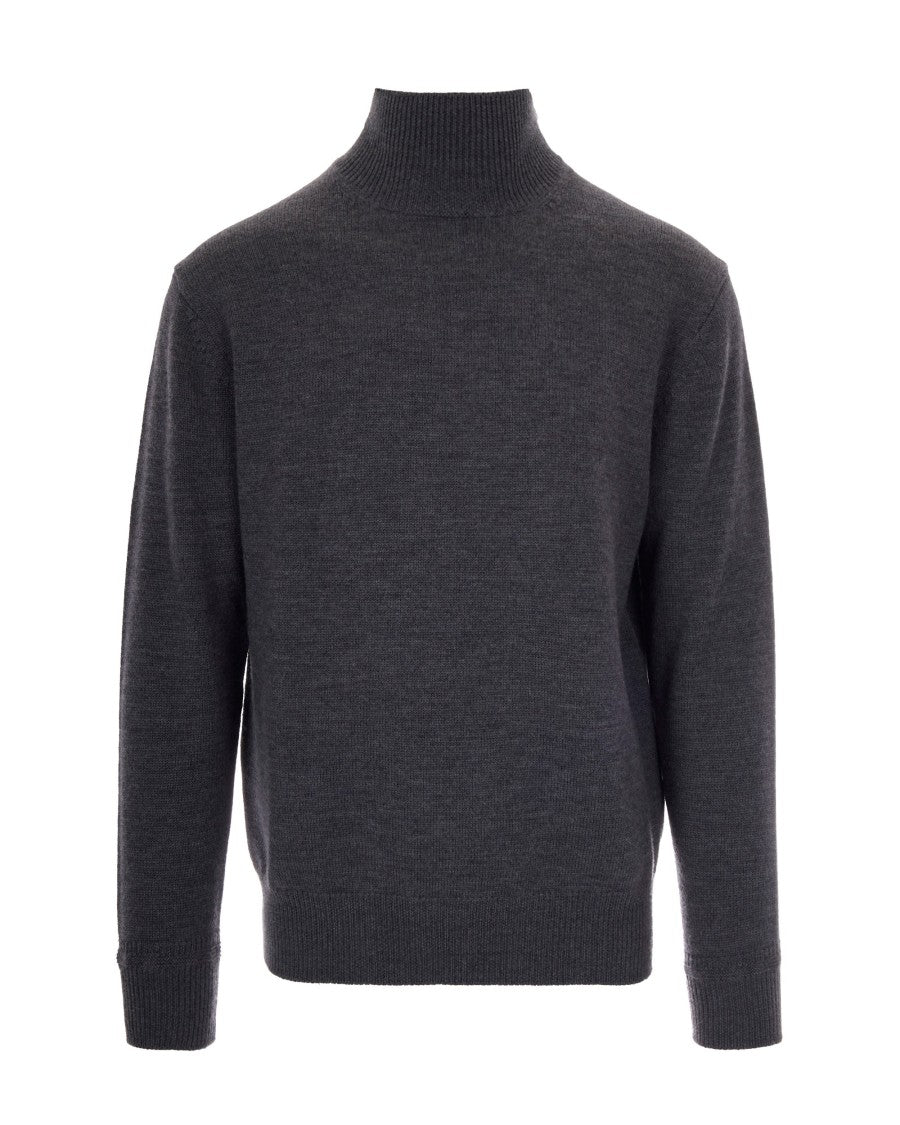 Paolo Pecora Fine Grey Virgin Wool High Neck Sweater