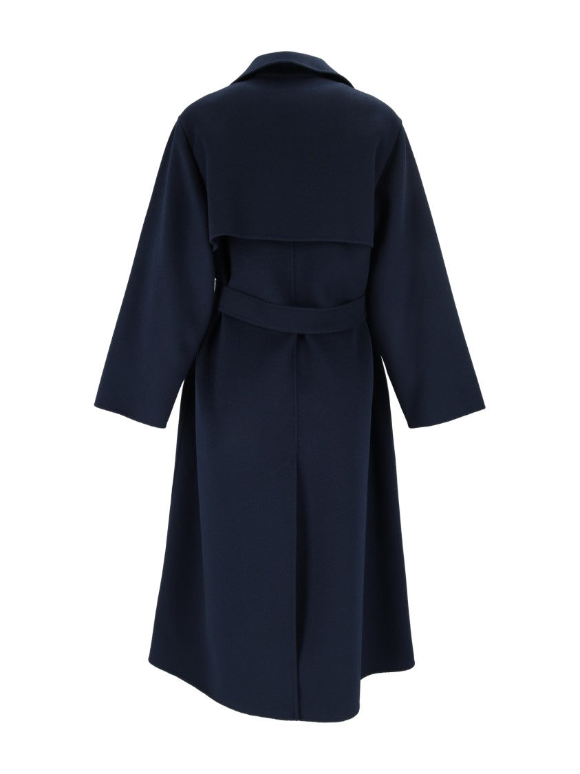 Max Mara Blue Operoso Belted Wrap Coat