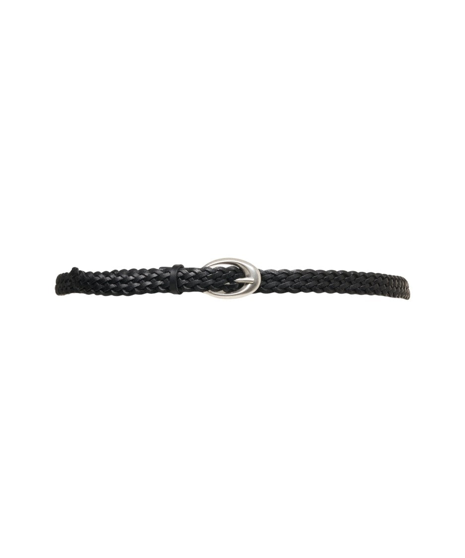 Orciani Braided Leather Belt With Rounded Metal Buckle
