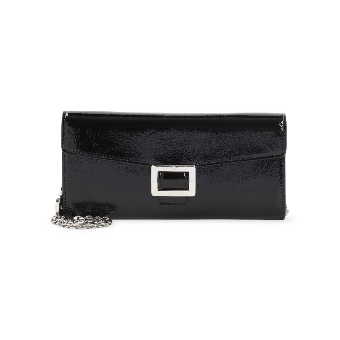 Roger Vivier Rectangular Black Brushed Leather Clutch