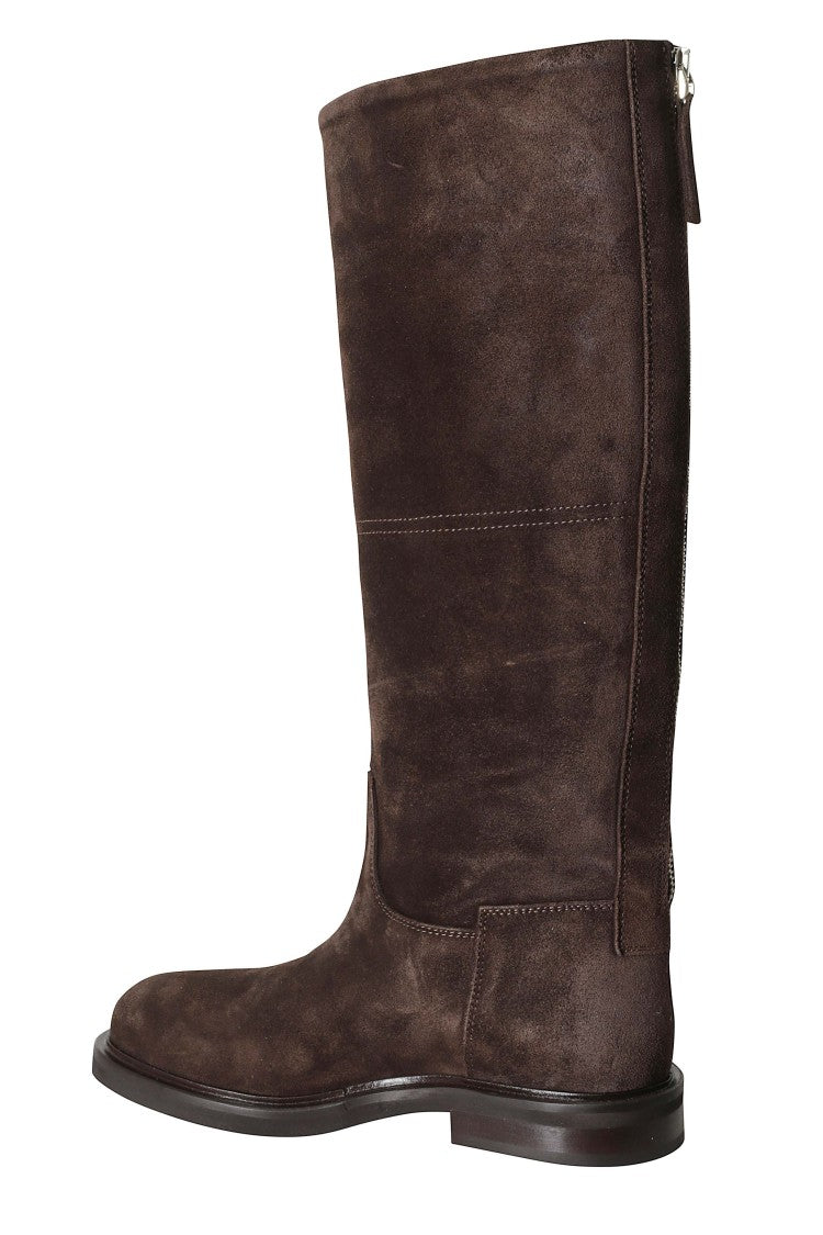 Poeve Knee-High Suede Boots With Back Zipper And Minimalist Design
