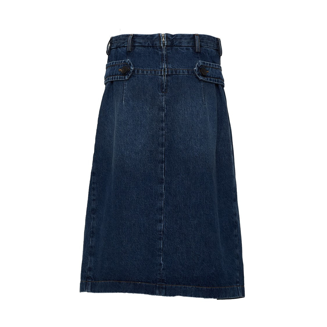 Dries Van Noten Sente Den Flared Front Slit Denim Midi Skirt