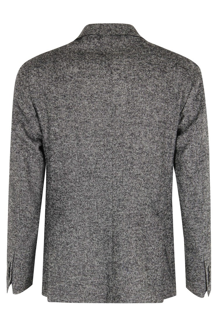 Tagliatore Tailored Gray Herringbone Wool Blazer