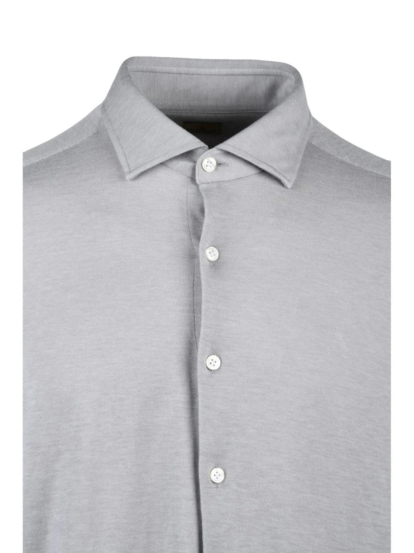 Sonrisa Grey Button-Down Shirt With Traditional Collar And Regular Fit