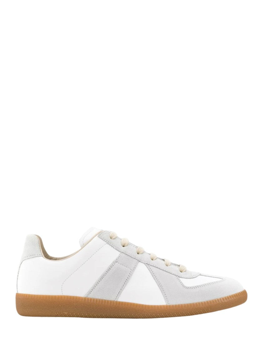 Maison Margiela White Low-Profile Leather Suede Sneakers
