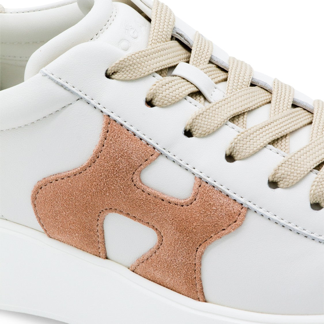 Hogan White Leather Sneakers With Suede Accent
