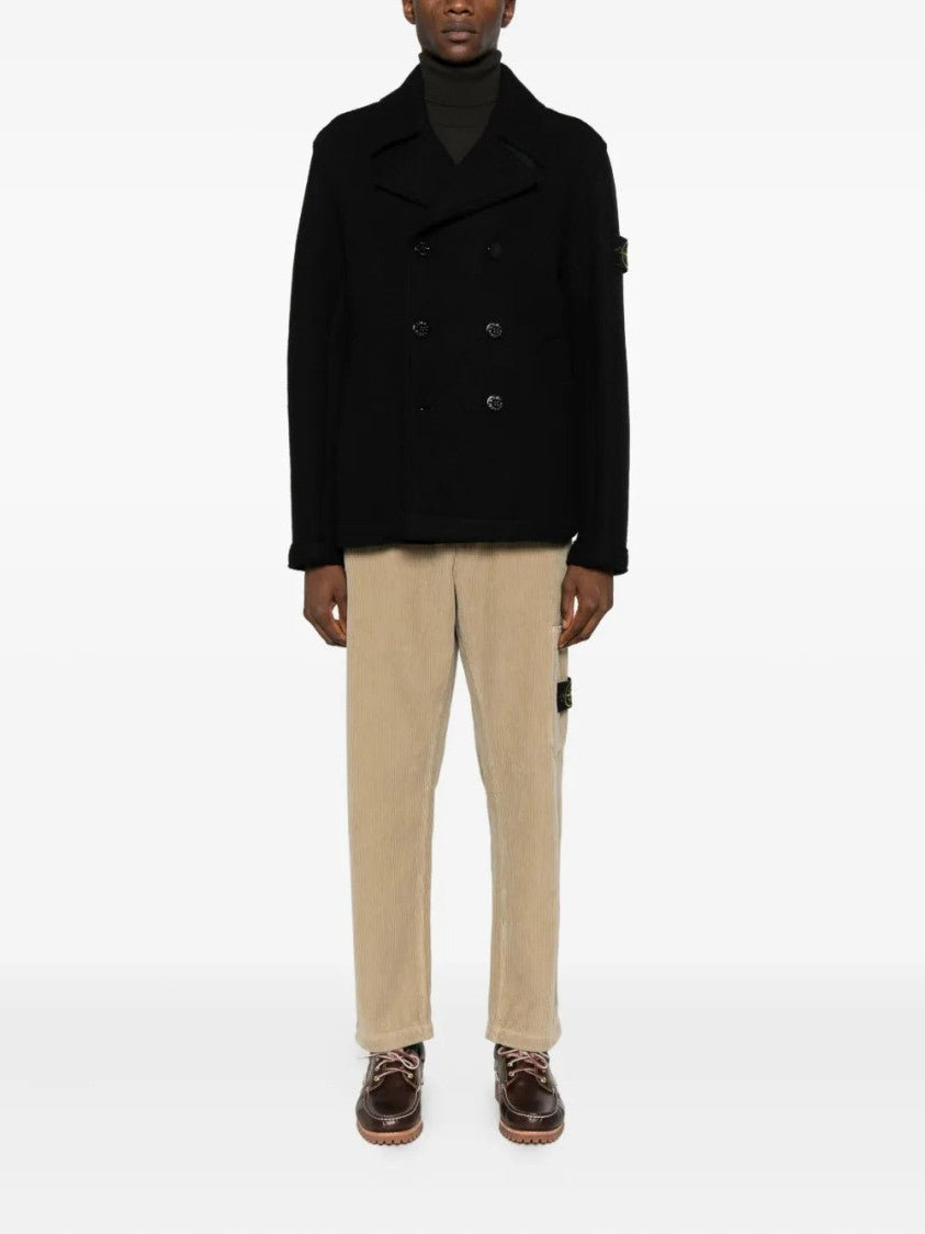 Stone Island Double-Breasted Wool Peacoat