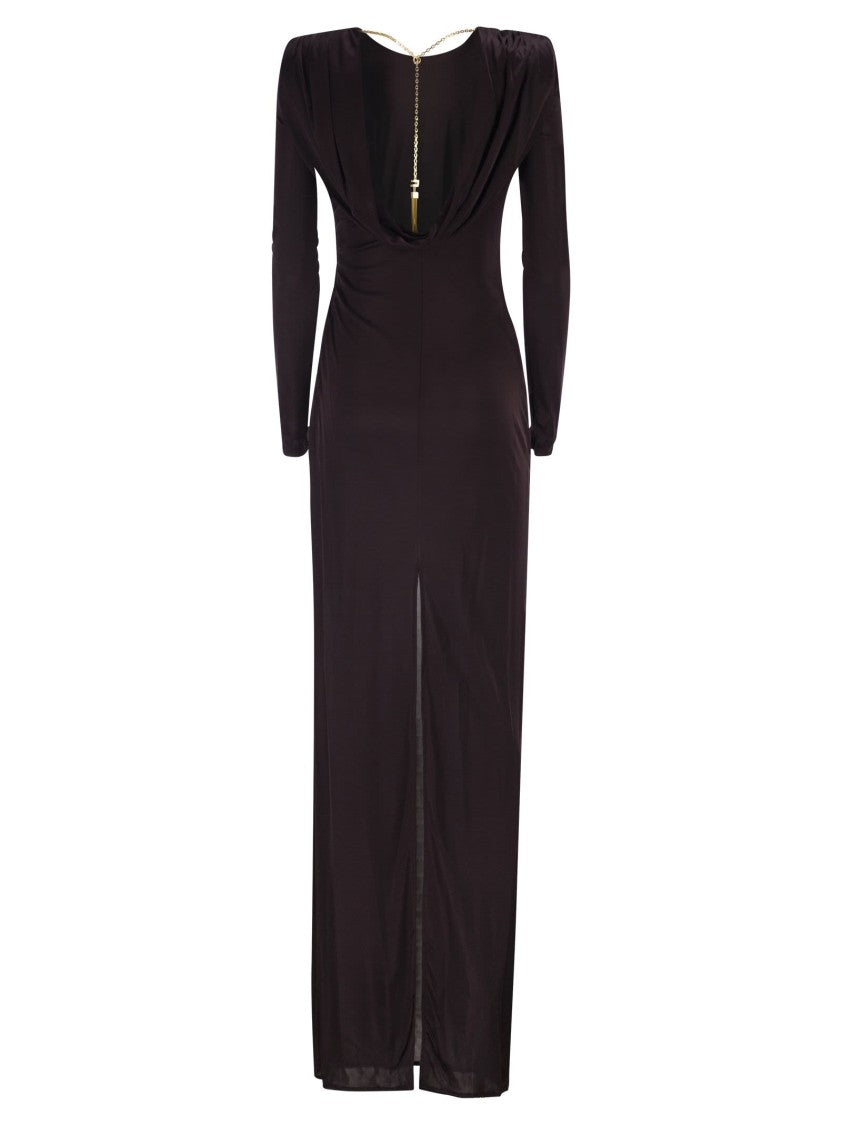 Elisabetta Franchi Red Carpet Dress In Shiny Viscose Jersey