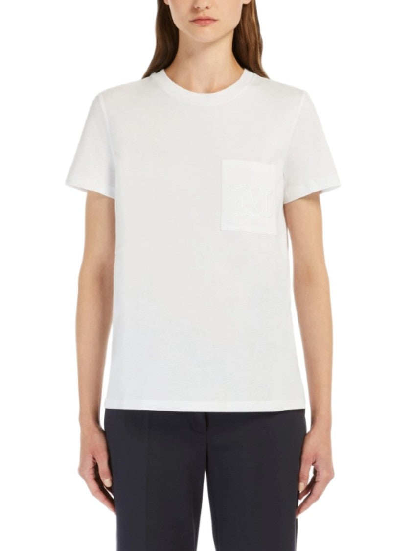 Max Mara White Short-Sleeve T-Shirt With Embossed Pocket Detail