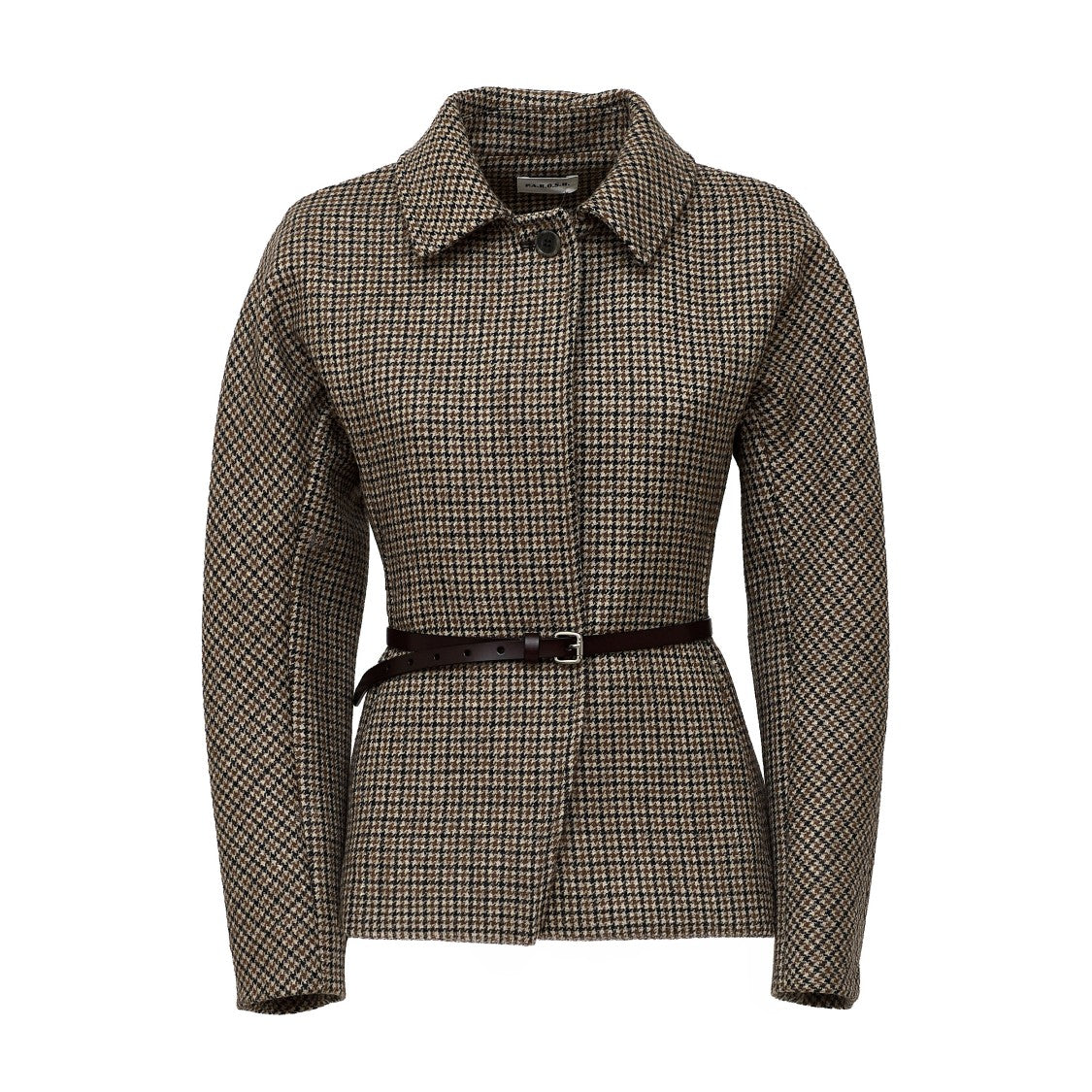 Parosh Pied De Poule Tailored Leather Belt Blazer