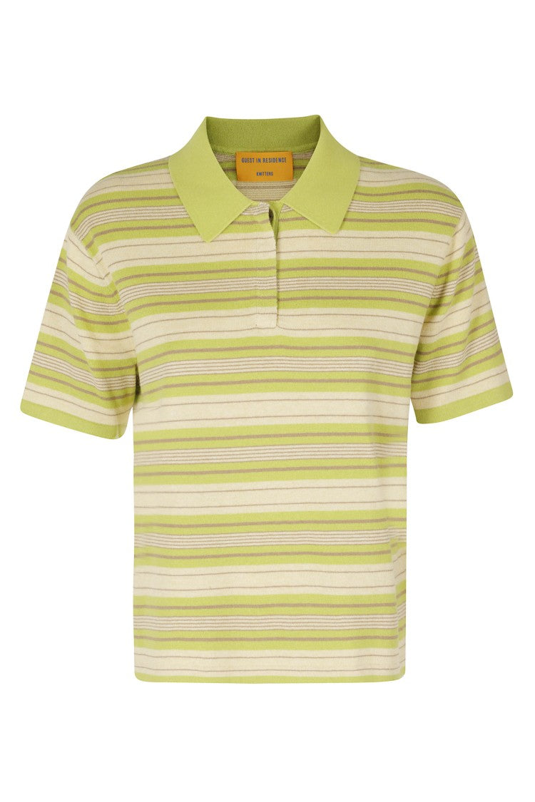 Guest In Residence Short Sleeve Stripe Rugby Cashmere Polo Shirt