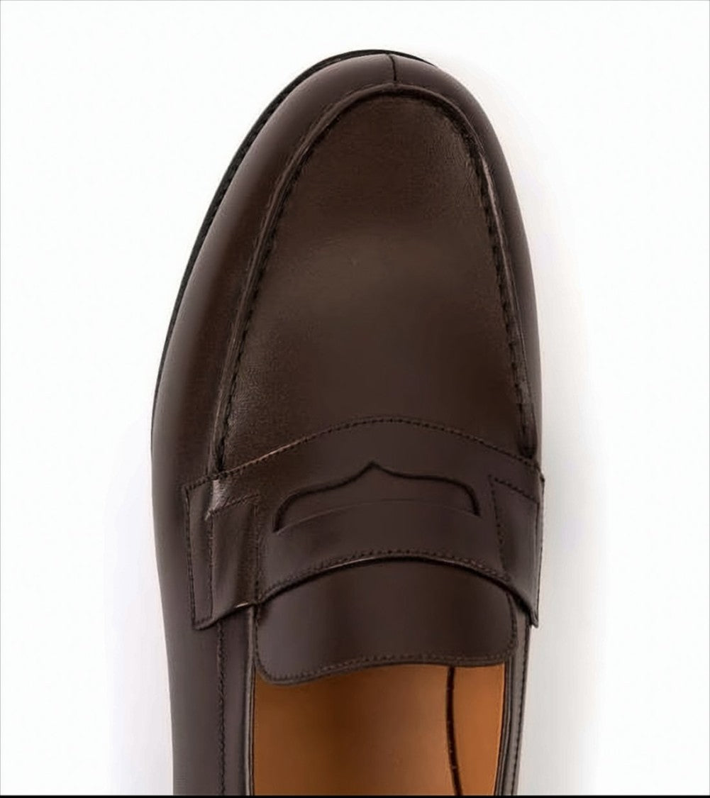 J.M. Weston Refined Brown Calf Leather Loafers
