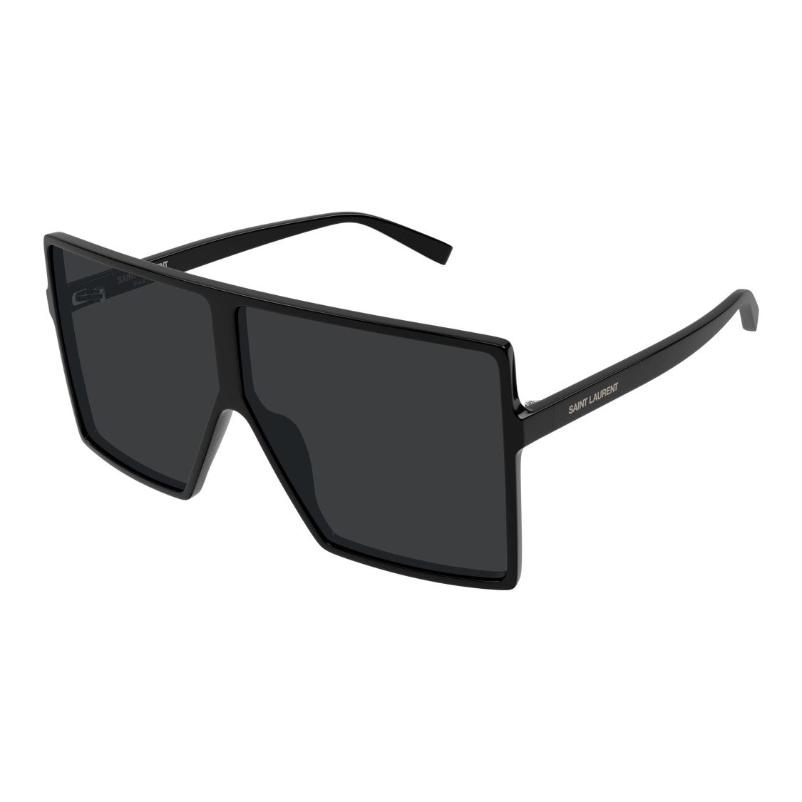 Saint Laurent Oversized Square Black Sunglasses With Glossy Finish