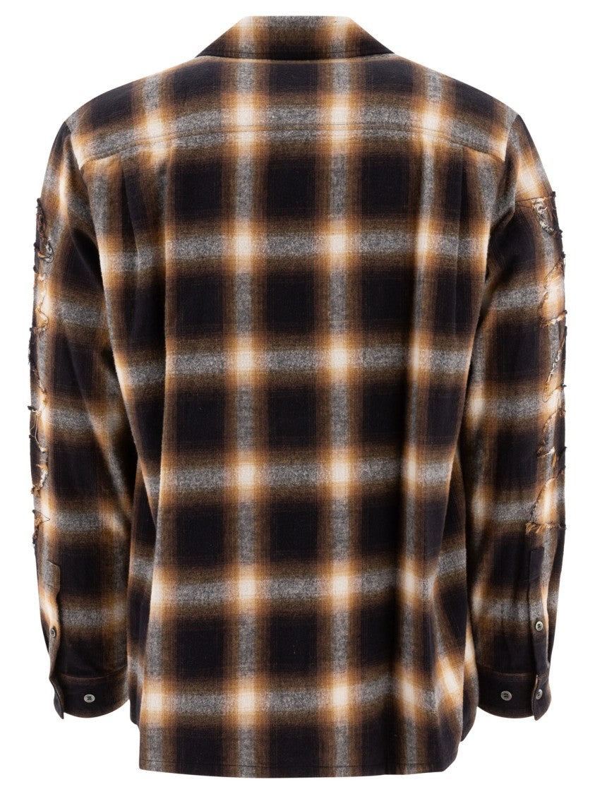 Undercover Plaid Check Shirt With Distressed Detailing