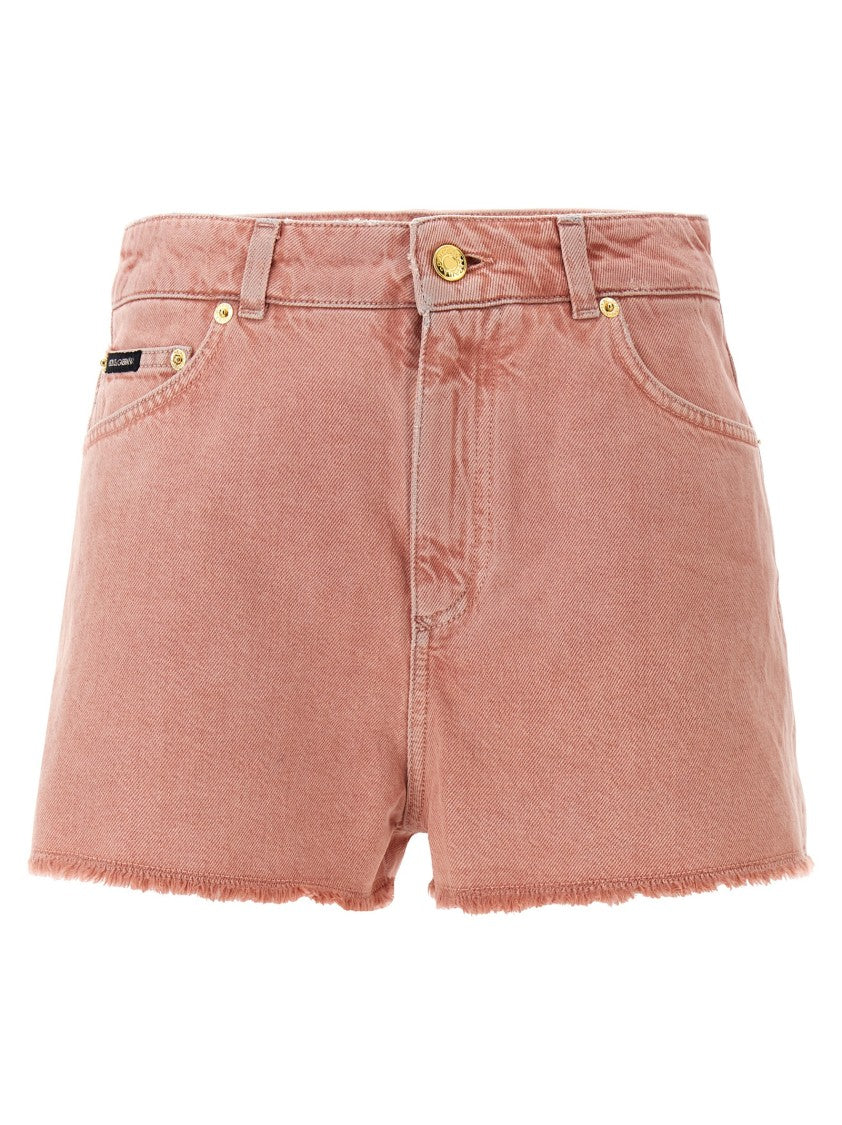 Dolce & Gabbana Garment-Dyed High Waist Denim Shorts