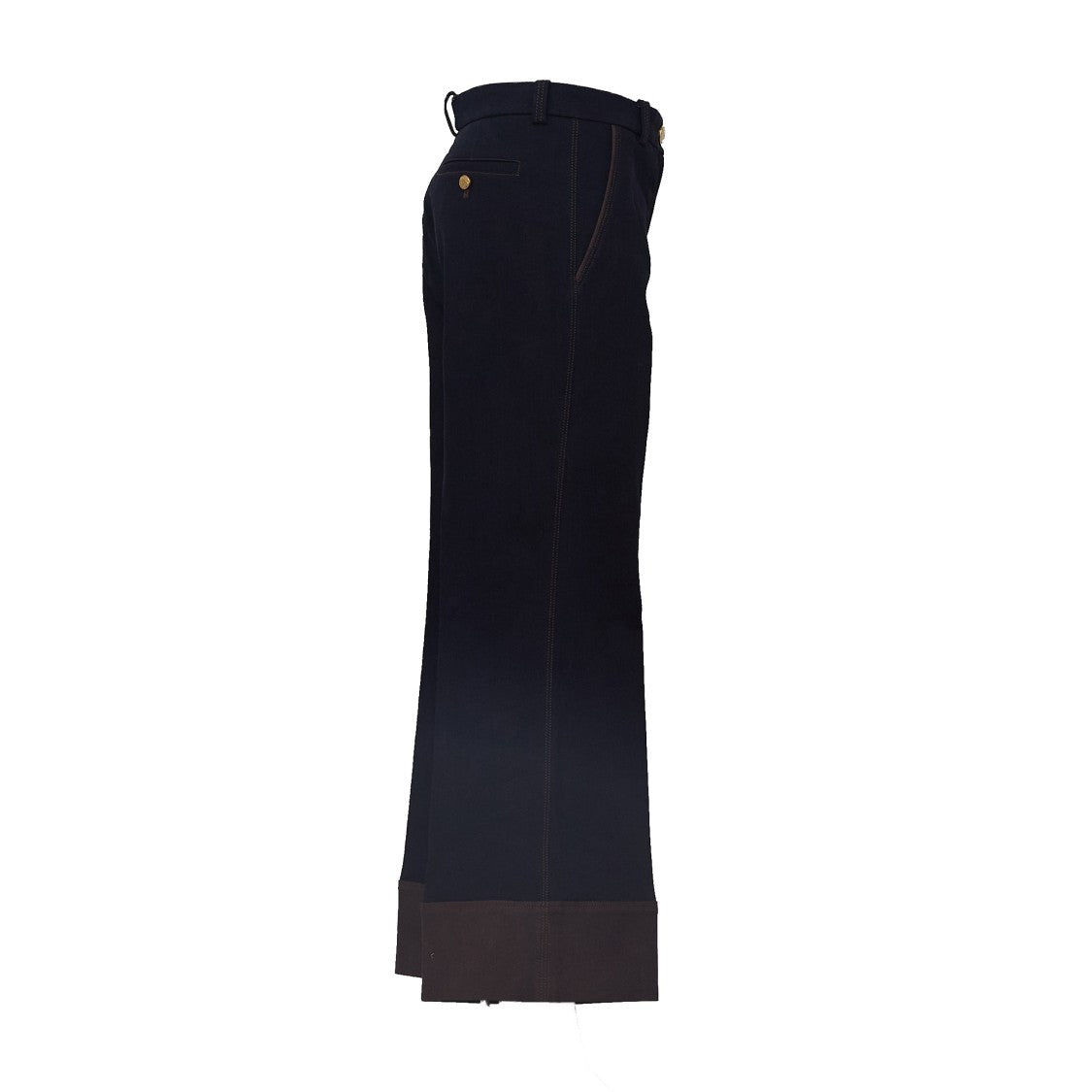 Ql2 Wide Leg Pants With Contrast Cuffs And Golden Button Details