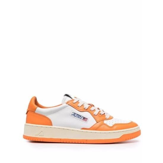 Autry Low-Top Sneakers With Vibrant Orange Overlay Details