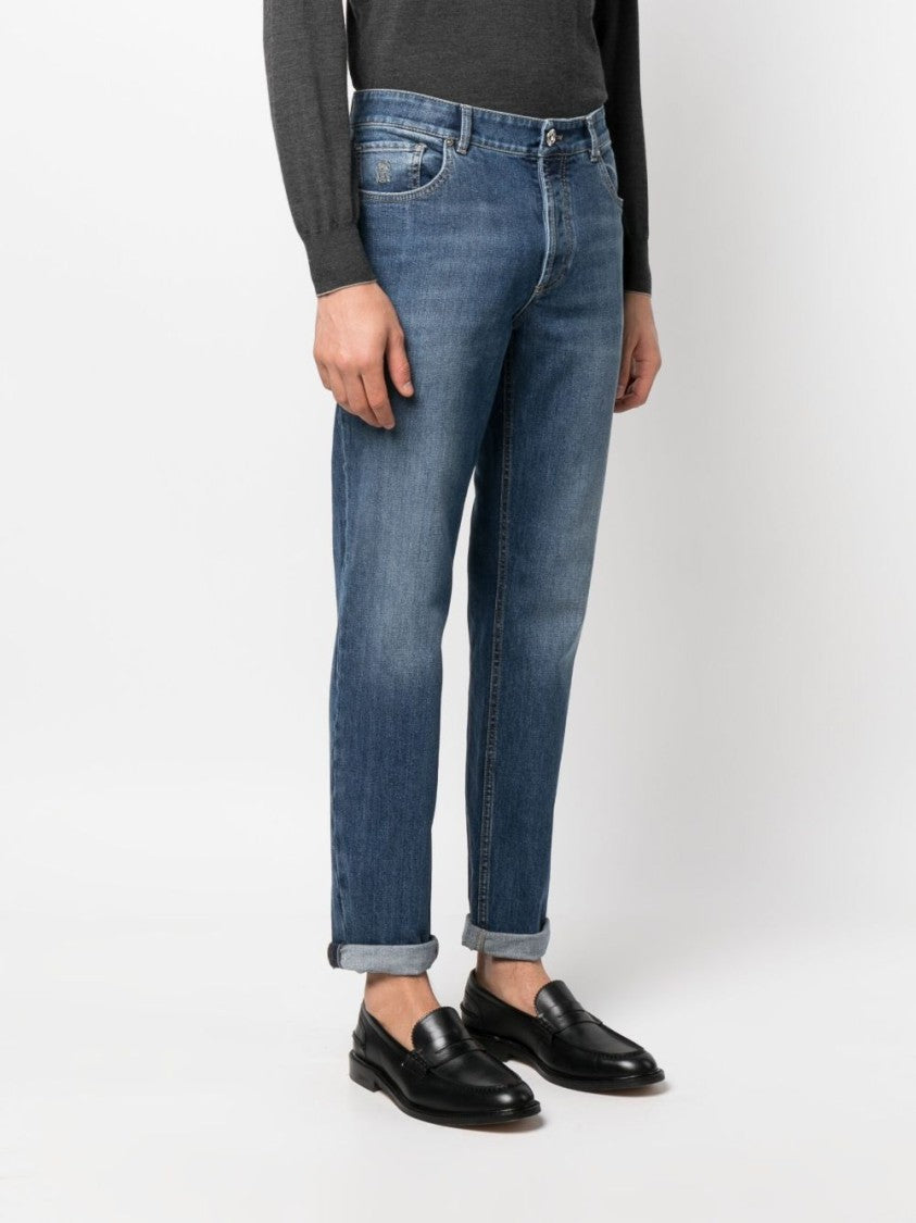 Brunello Cucinelli Mid-Rise Blue Jeans With Classic Five-Pocket Design