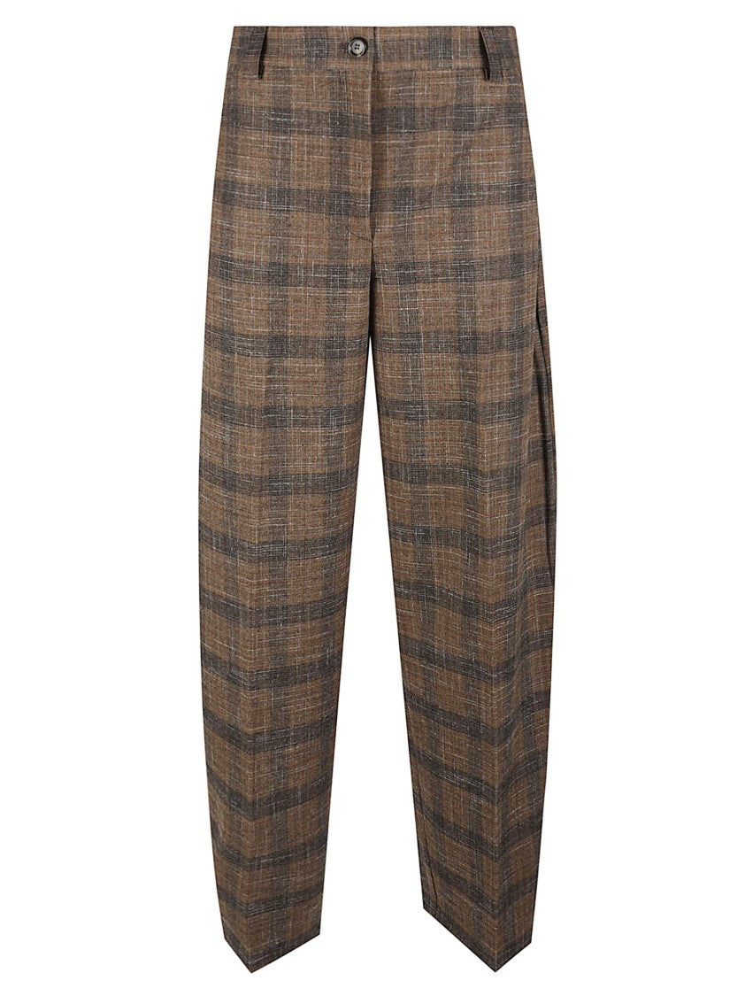 Pinko Balbino Tailored Plaid Wool-Blend Straight-Leg Pants