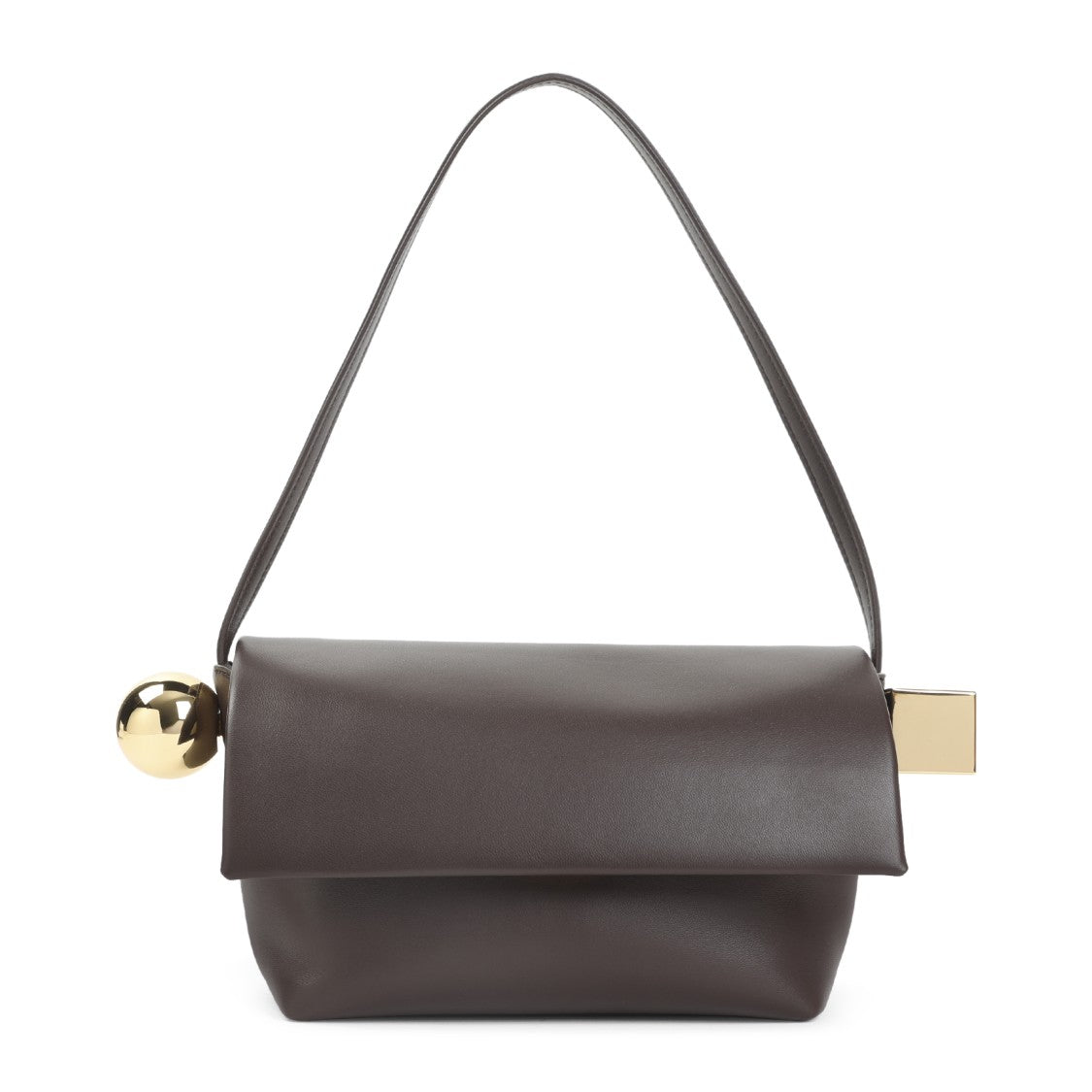Jacquemus Structured Dark Brown Lamb Leather Handbag
