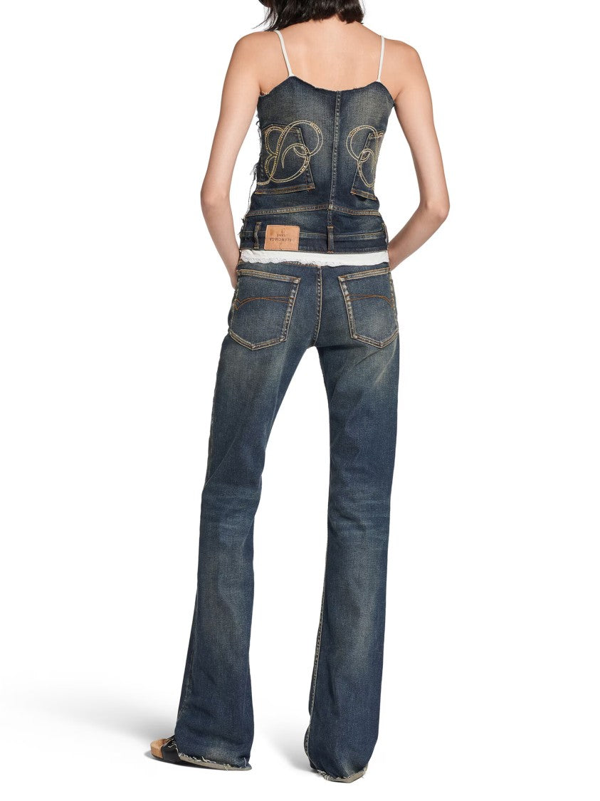 Balenciaga Blue Bootcut Faded Denim Jeans