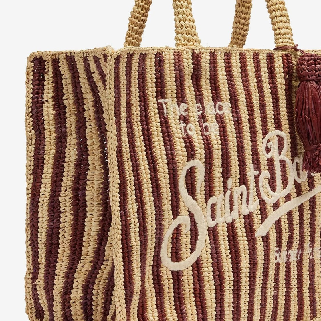 Mc2 Saint Barth Rectangular Woven Tote Bag With Textured Logo
