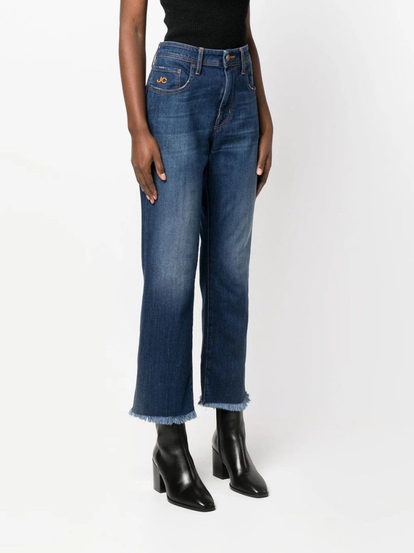 Jacob Cohen Logo-Embroidered Fringe Jeans