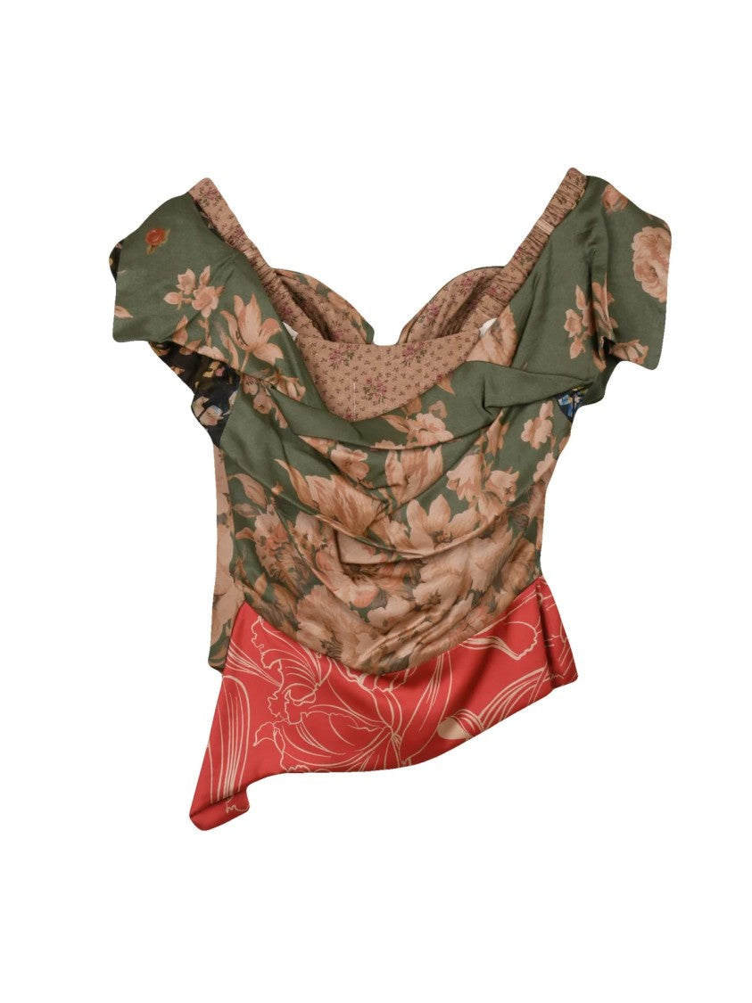 Vivienne Westwood Green-Beige Viscose Sleeveless Top