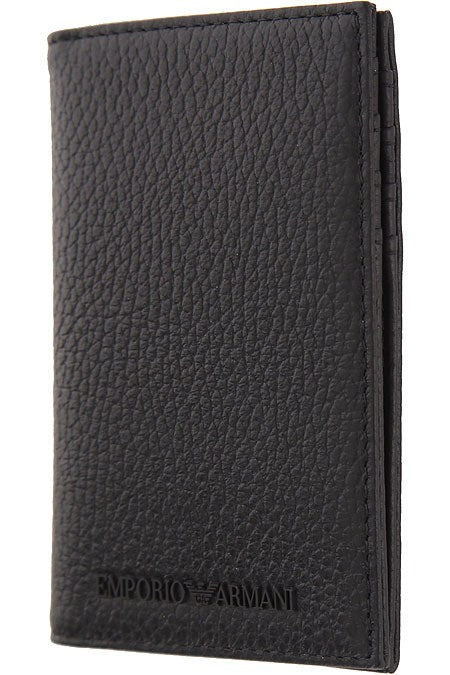 Emporio Armani Textured Black Leather Credit Card Holder