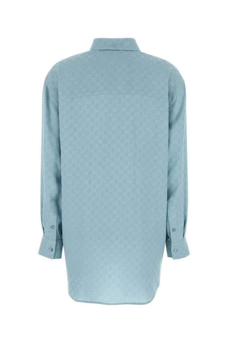 Gucci Light Blue Silk Oversize Shirt