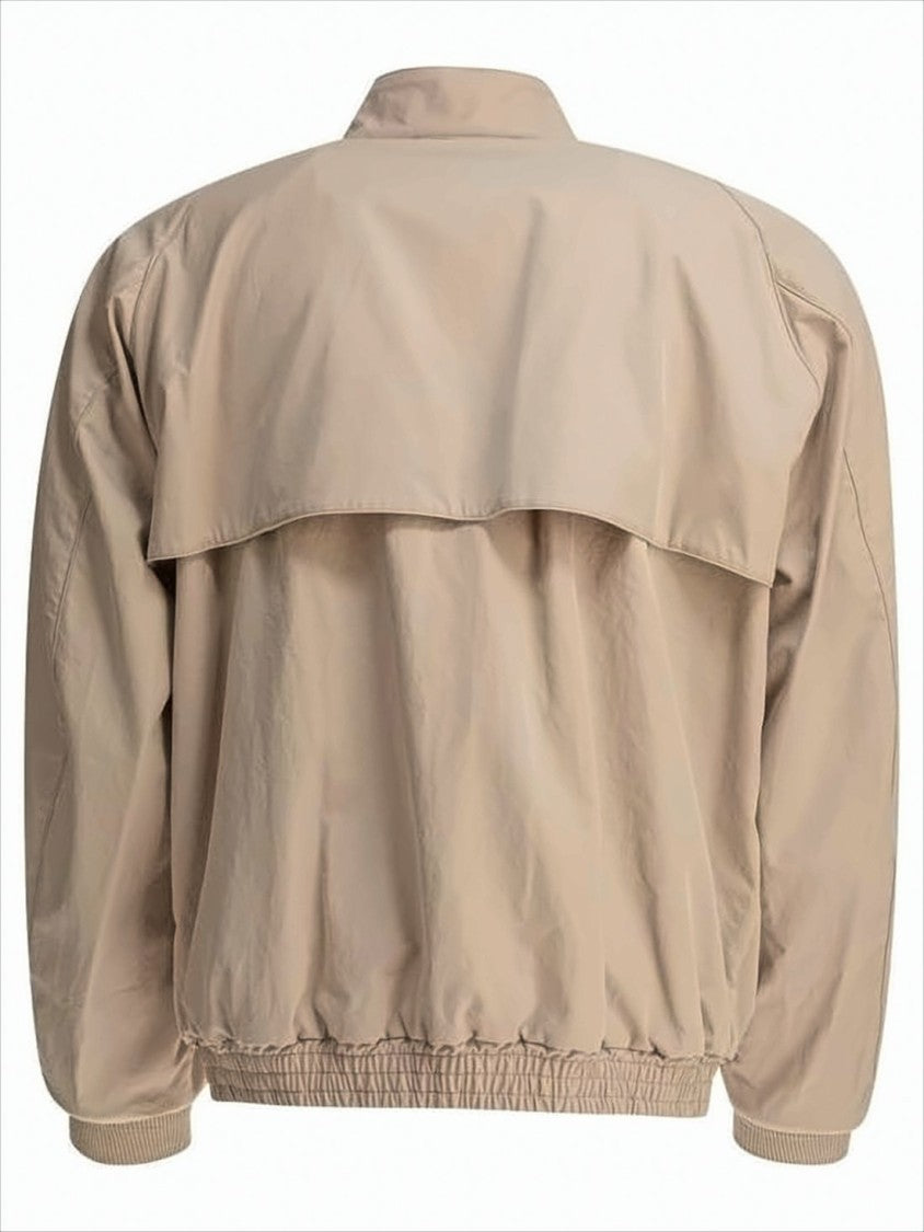 Kaptain Sunshine Cropped Beige Utility Jacket With Stand Collar