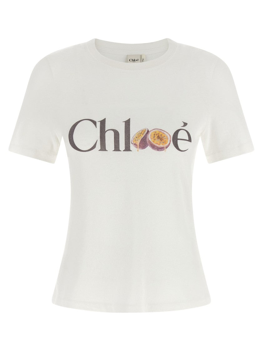 Chloé Organic Cotton Jersey T-Shirt With Front Fruit Print