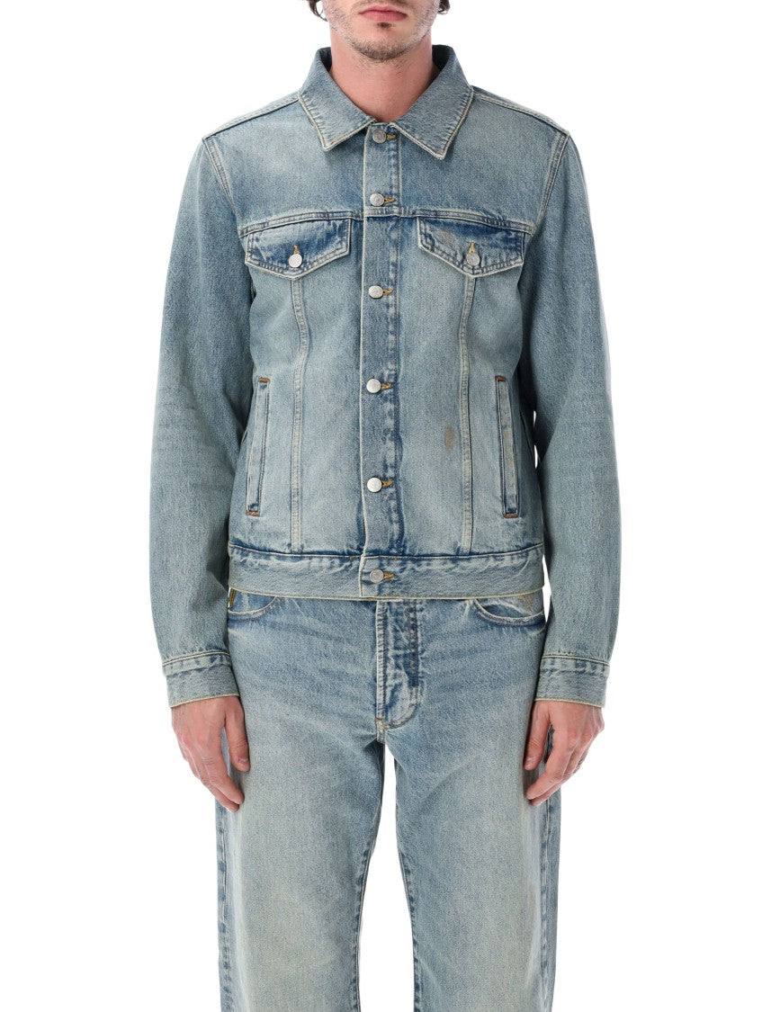 Emporio Armani Medium Wash Distressed Denim Jacket