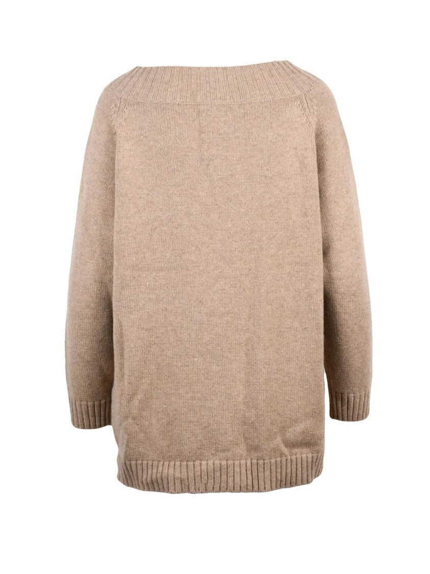 Max Mara Boat Neck Knit Sweater In Premium Wool-Cashmere Blend