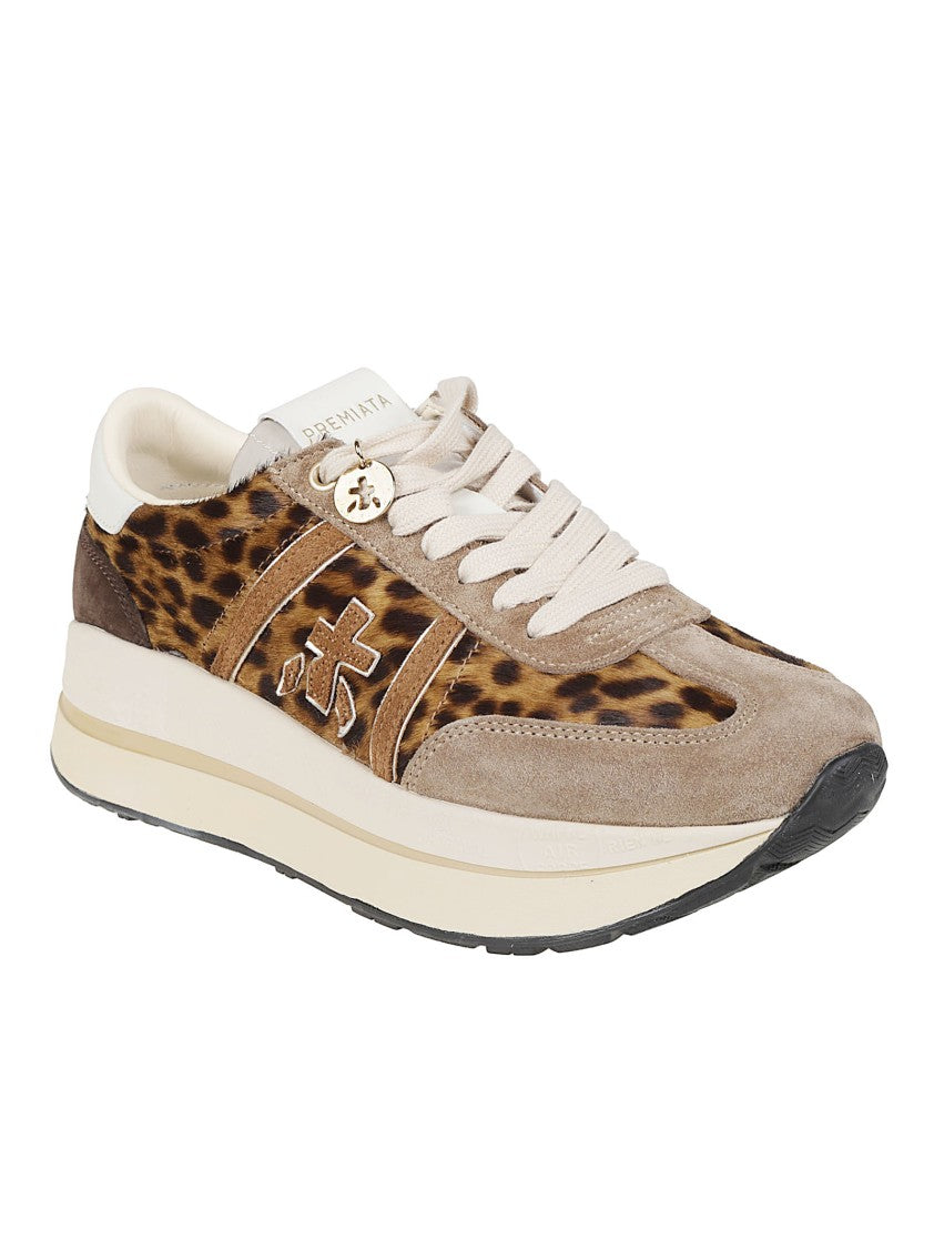 Premiata Leopard Print Bethcoin Calf Hair Sneakers