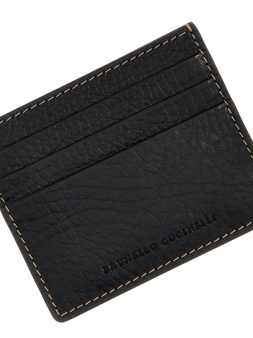 Brunello Cucinelli Calfskin Leather Cardholder With Textured Finish