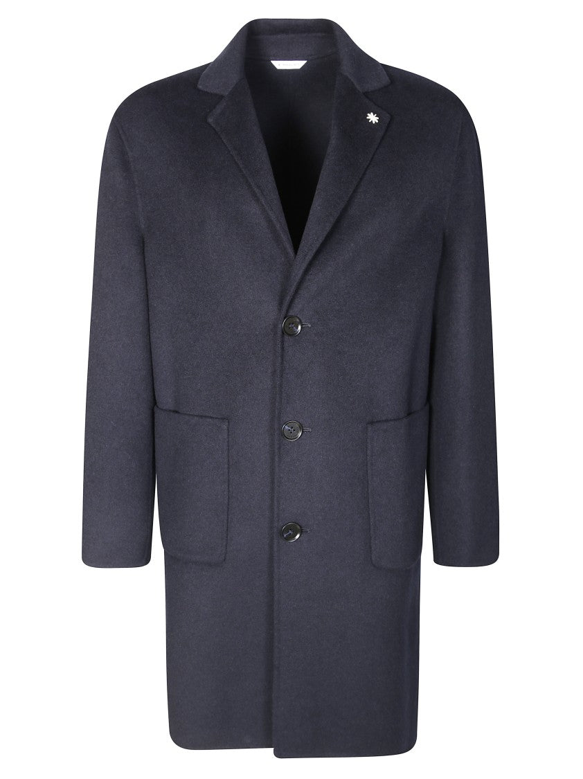 Manuel Ritz Double-Breasted Structured Jacket With Classic Collar