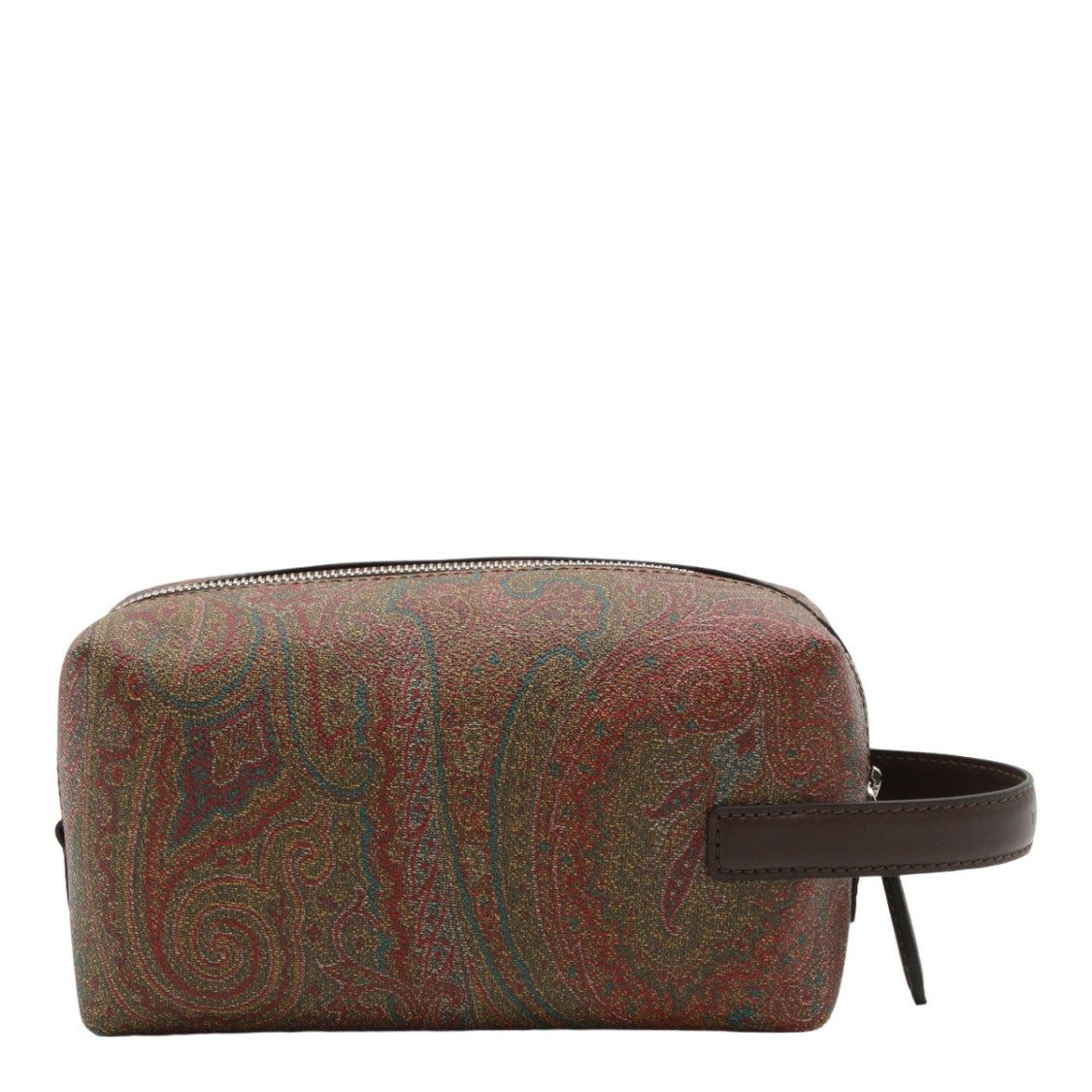 Etro Rectangular Paisley Toiletry Bag With Leather Handle