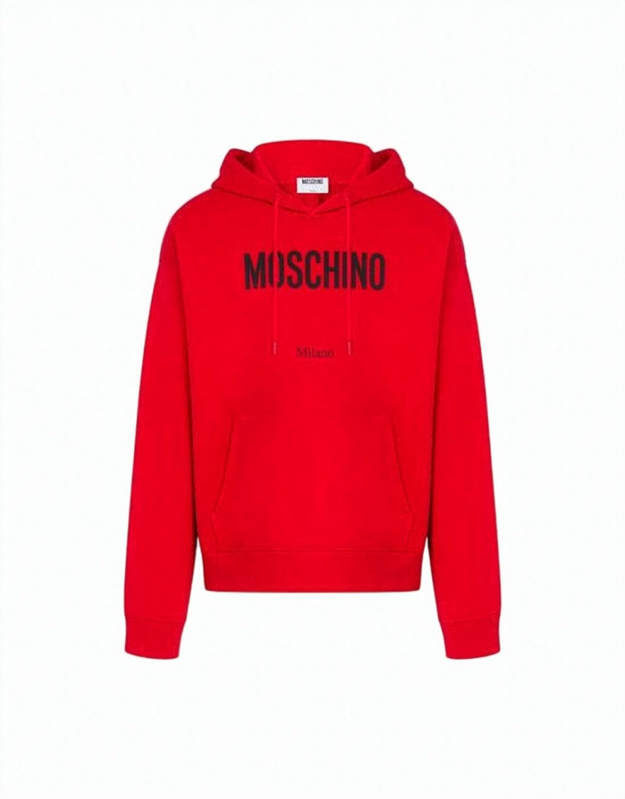 Moschino Red Hoodie With Bold Logo And Classic Fit