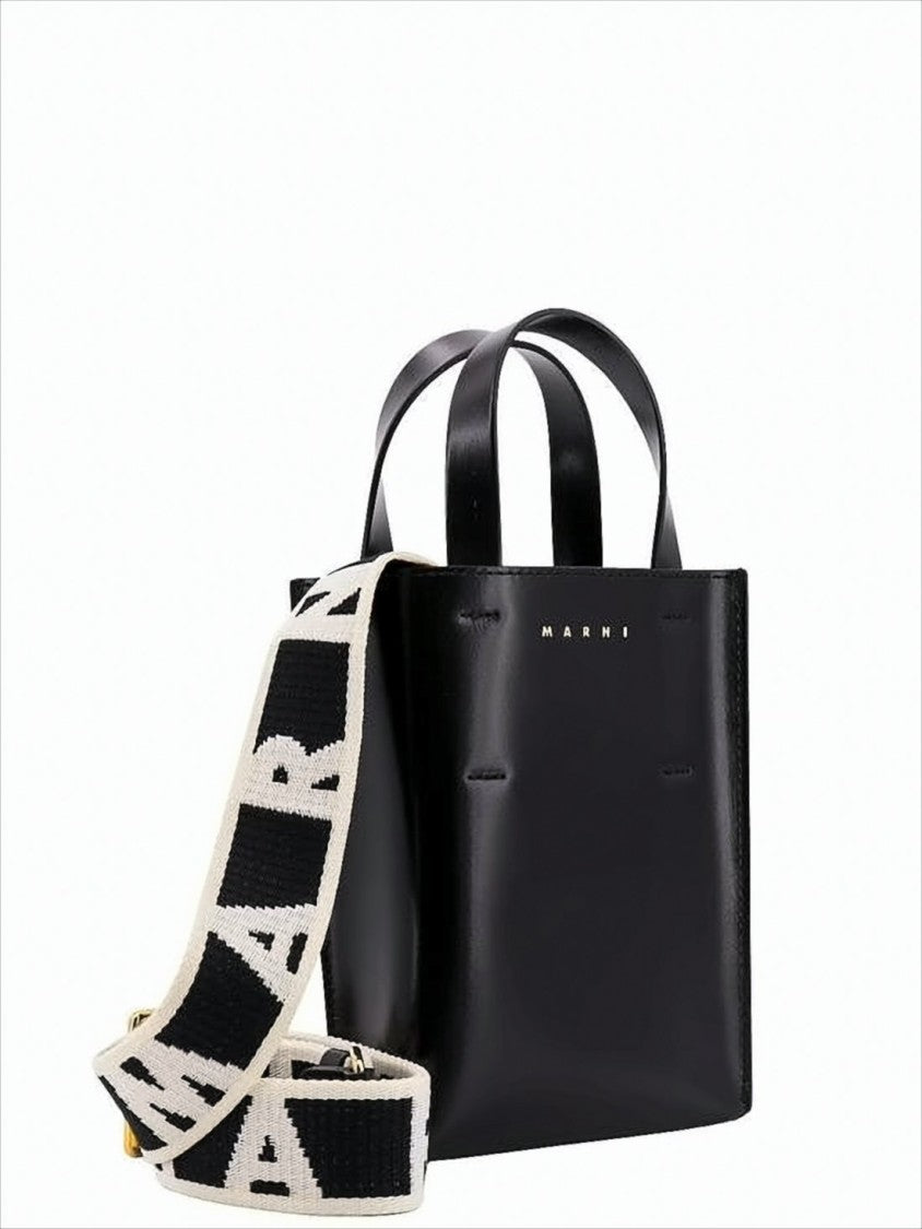 Marni Structured Black Calf Leather Tote Bag