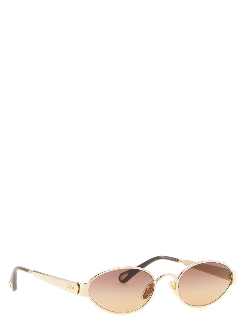 Chloé Oval-Shaped Metal Frame Sunglasses With Gradient Lenses