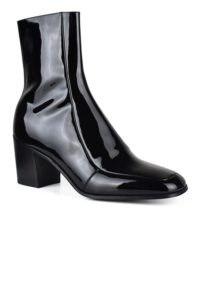Saint Laurent Black Patent Leather Ankle Boots