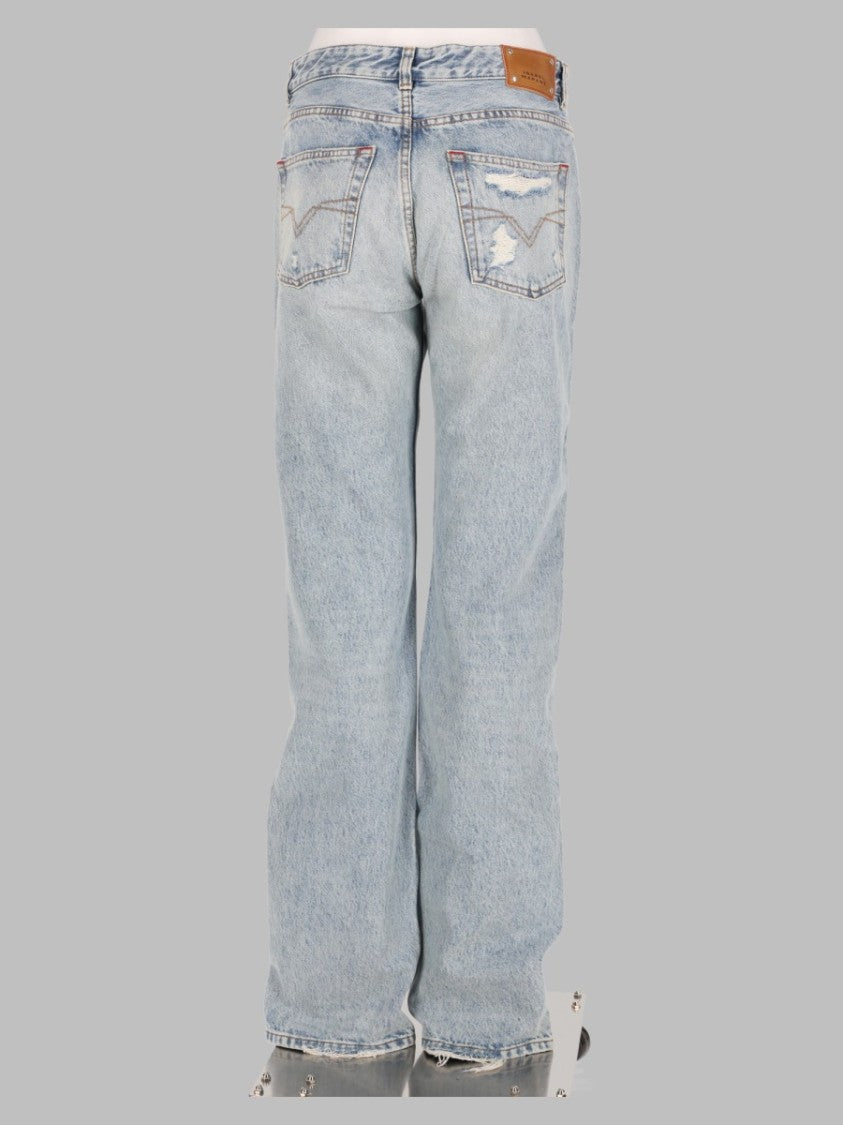Isabel Marant Light Blue Distressed Relaxed Fit Jeans