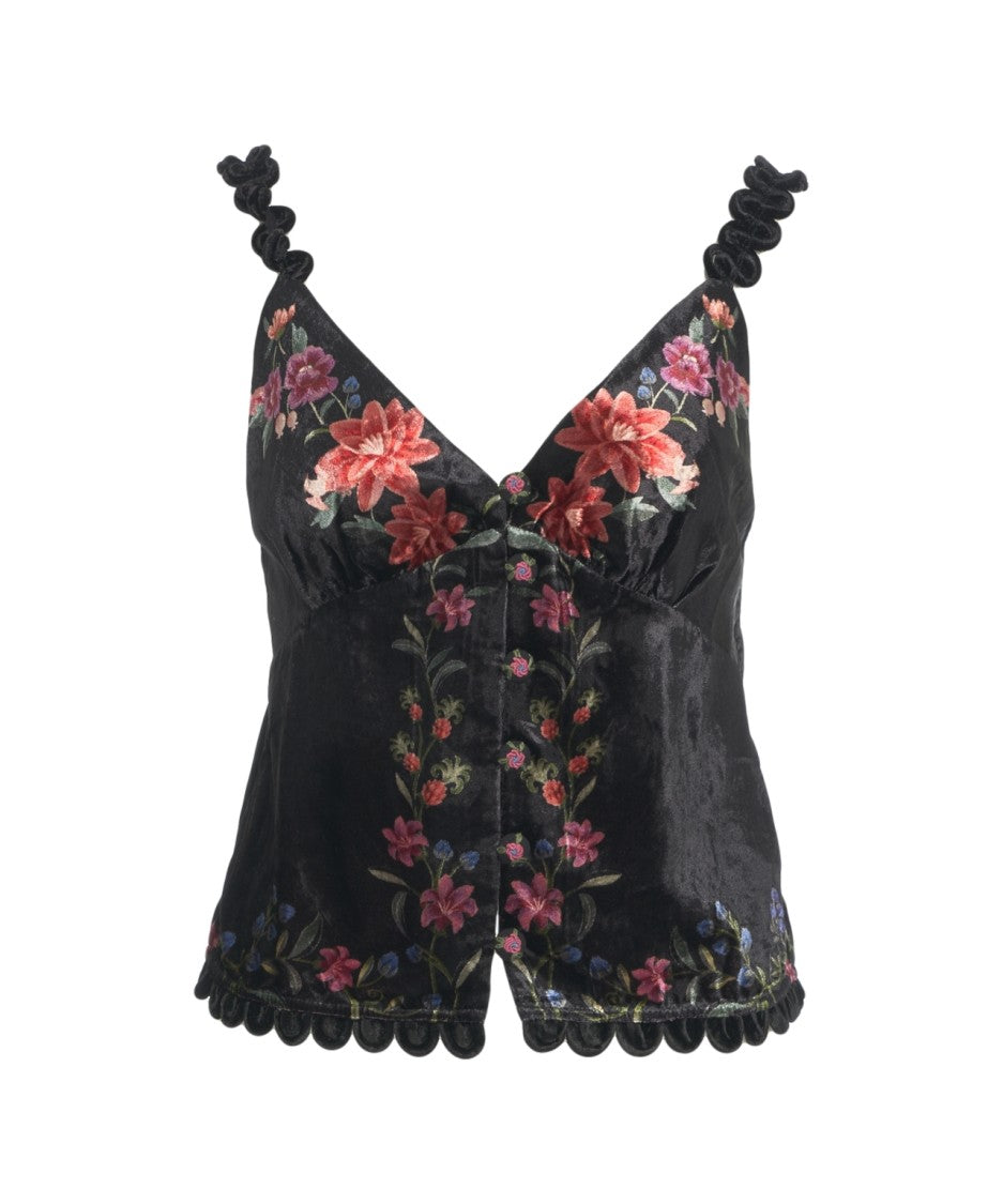 Farm Rio Floral Velvet Top