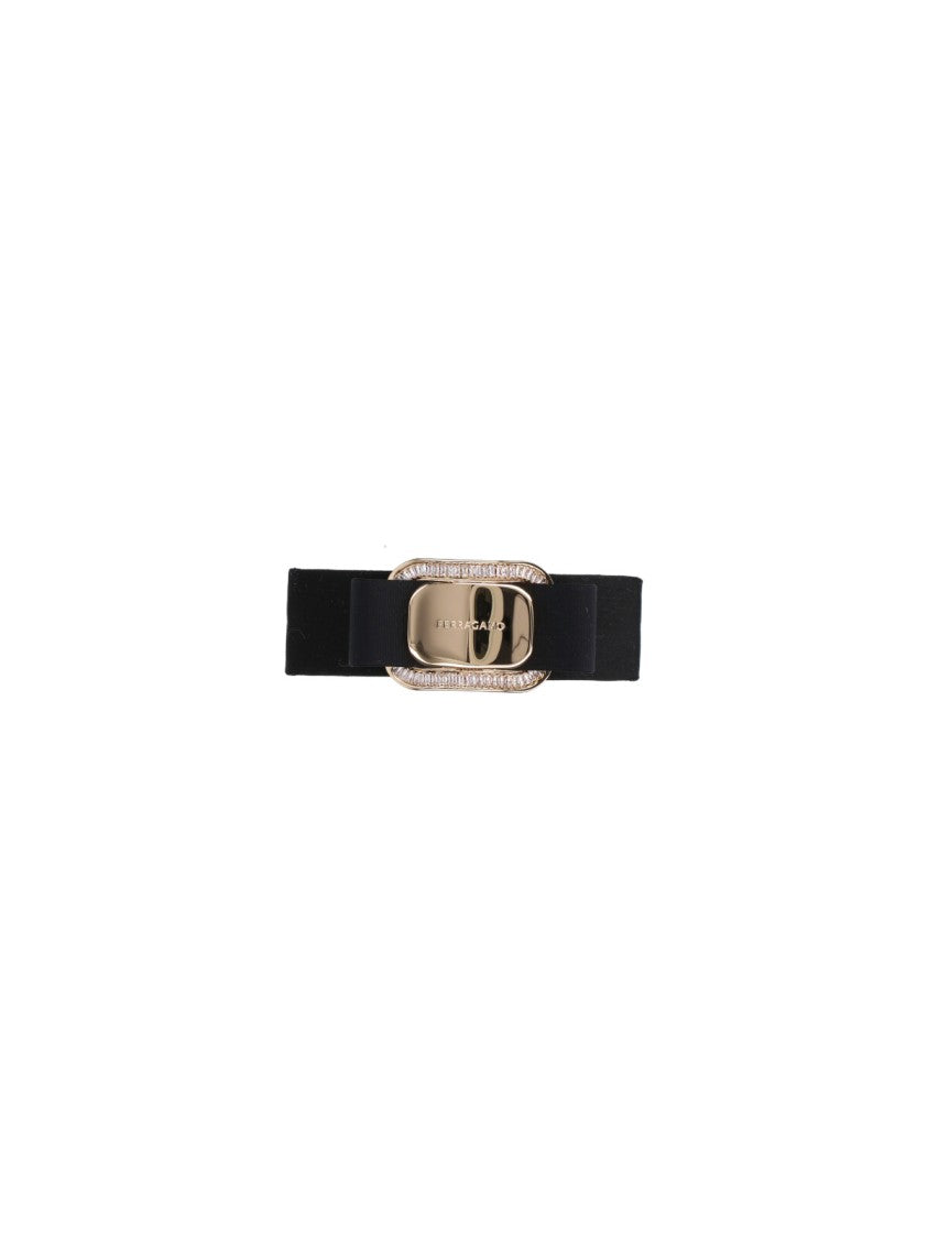 Ferragamo "Vara" Grosgrain Hair Clip – Black