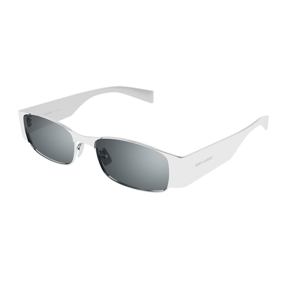 Saint Laurent Sl 738 Linea Sl Logo Rectangular Silver Metal Sunglasses
