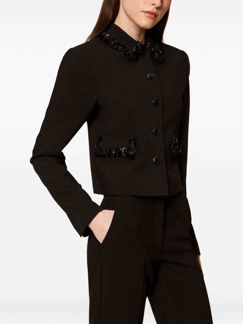 Twin-Set Cropped Black Jacket With Structured Silhouette