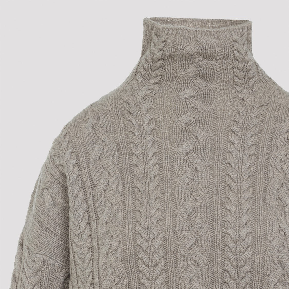 Max Mara High Neck Cable Knit Sweater