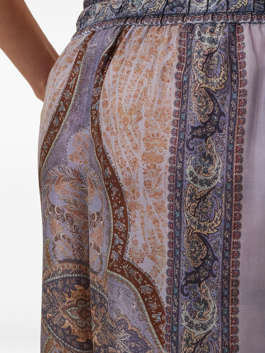 Zimmermann Wide-Leg Trousers With Intricate Paisley Print